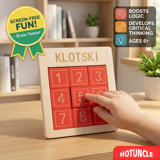 Wooden 3x3 Sliding Puzzle – Klotski Number Puzzle Brain Teaser Toy