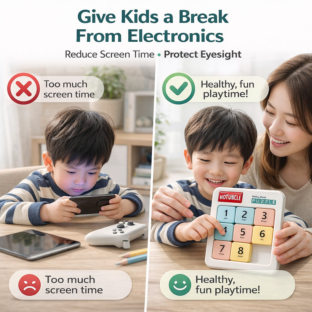 HOTUNCLE Sliding Number Puzzle – Brain Teaser for Adults & Kids, Stress Relief & Focus Training Game