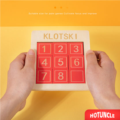 Wooden 3x3 Sliding Puzzle – Klotski Number Puzzle Brain Teaser Toy