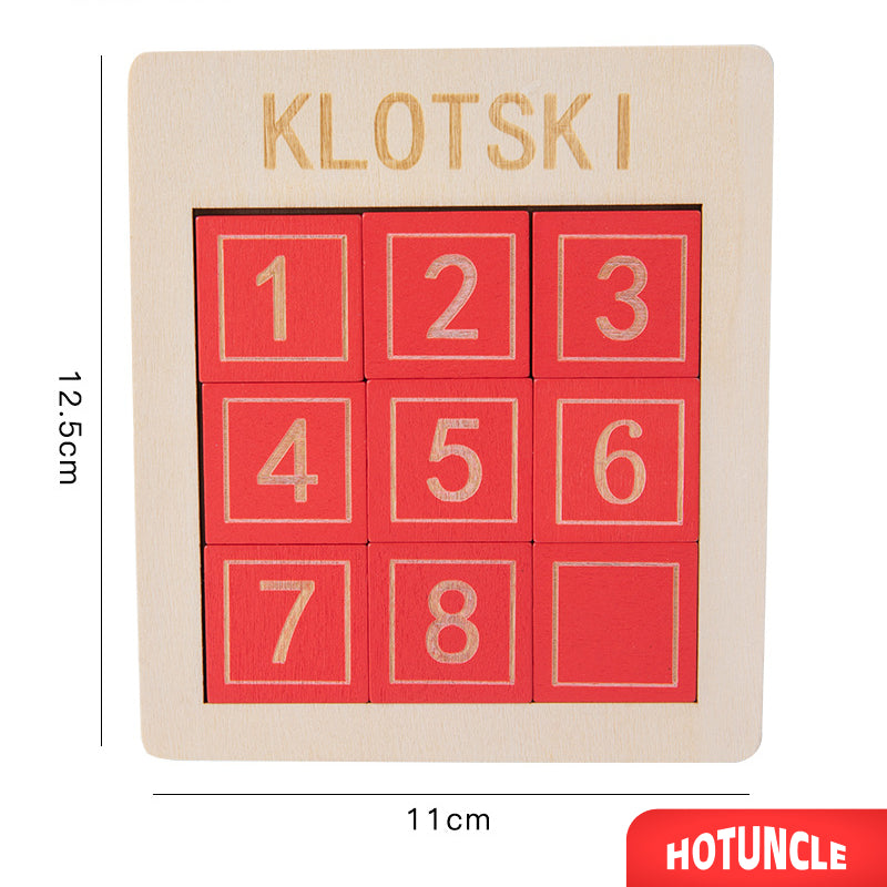 Wooden 3x3 Sliding Puzzle – Klotski Number Puzzle Brain Teaser Toy