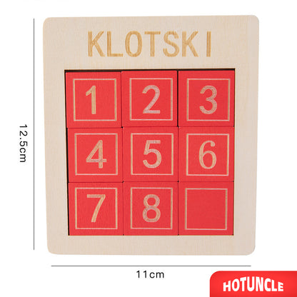 Wooden 3x3 Sliding Puzzle – Klotski Number Puzzle Brain Teaser Toy