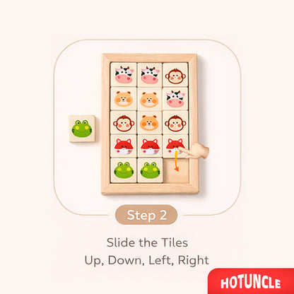 Montessori Wooden Animal Sliding Puzzle | Brain Teaser Toy for Kids | HOTUNCLE