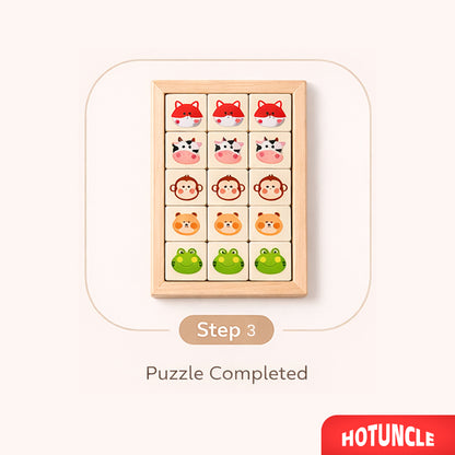 Montessori Wooden Animal Sliding Puzzle | Brain Teaser Toy for Kids | HOTUNCLE