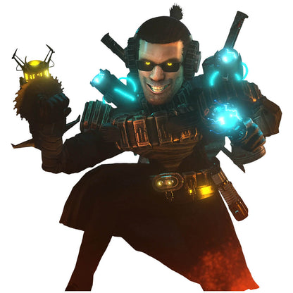 Close-up of Buzzsaw Skibidi Mutant figure showing tactical gear and sunglasses.