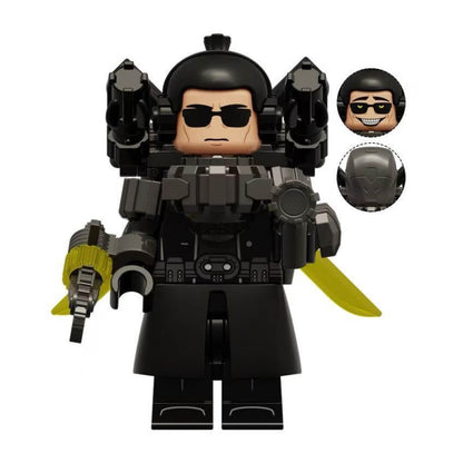 Buzzsaw Skibidi Mutant building block minifigure with dual weapons, Lego compatible.