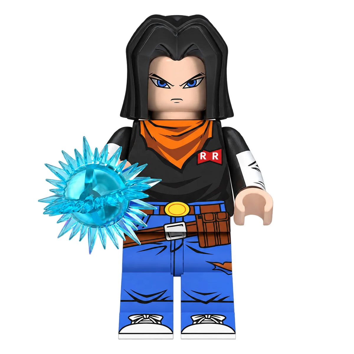 Dragon Ball Android 17 brick minifigure on white background