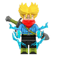 Dragon Ball Super Saiyan Rage Trunks brick minifigure on white background