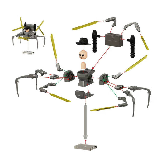 Assembly instructions for MJ Skibidi Toilet building set, compatible with Lego bricks.