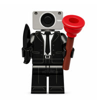 Black Suit Speakerman Skibidi Toilet compatible brick minifigure