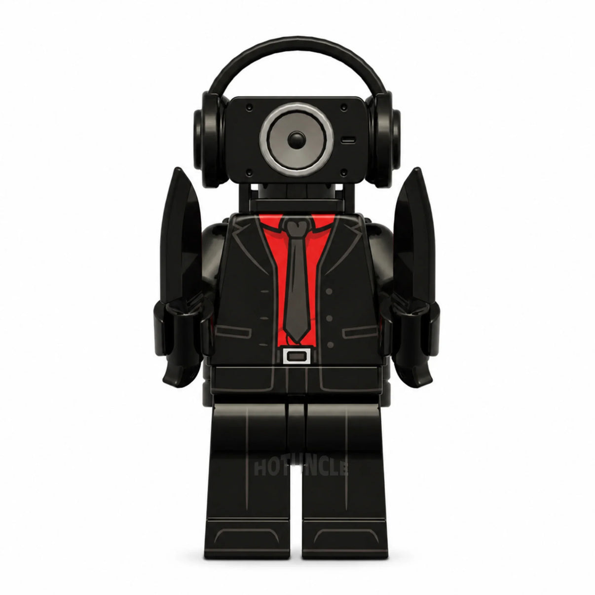 Dark Speakerman Skibidi Toilet compatible brick minifigure