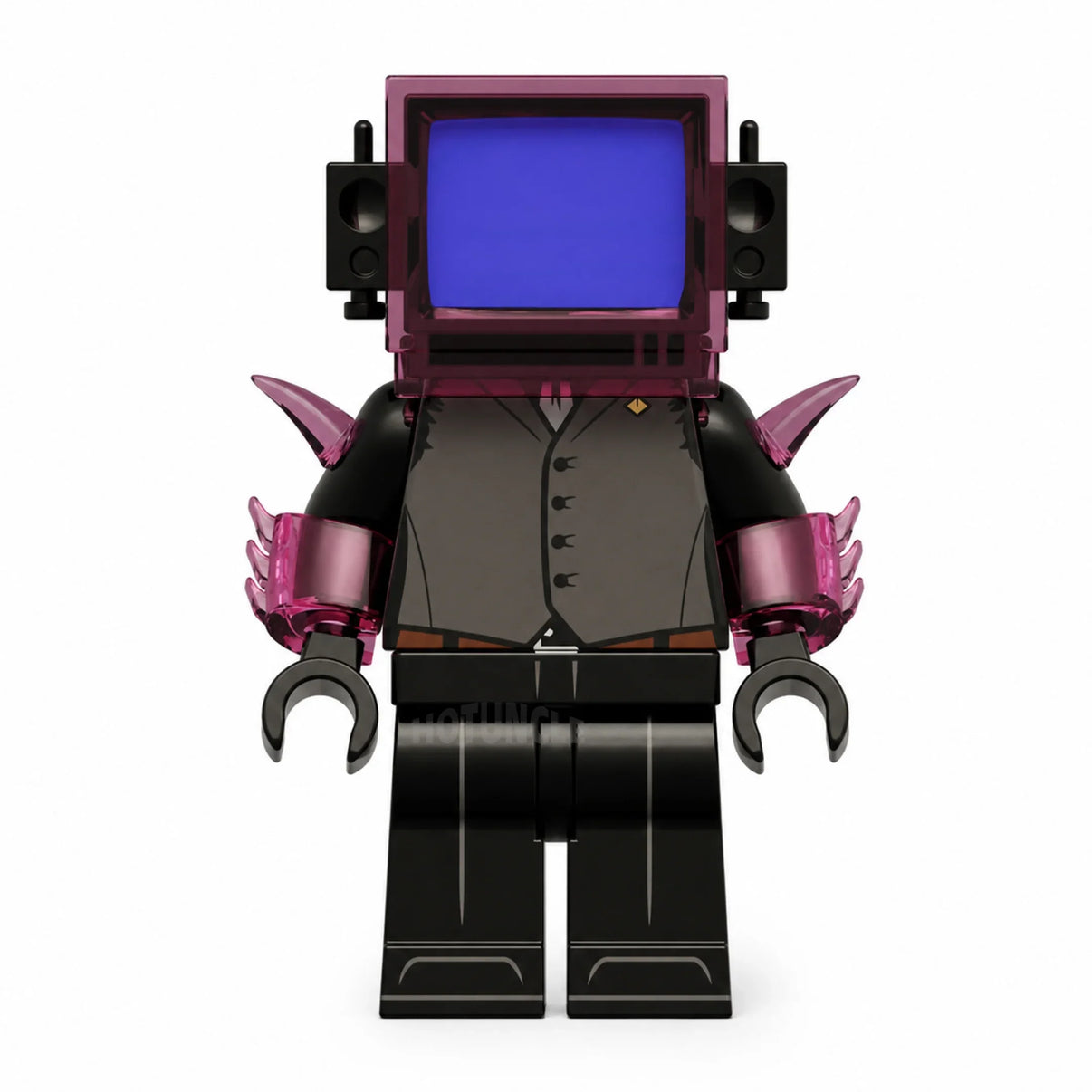 Dark TV Man Skibidi Toilet compatible brick minifigure