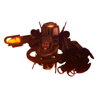 Render of Specialist Astro Toilet action figure with heavy armor and mechanical details.