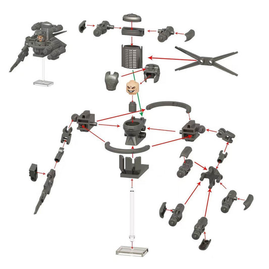 Step-by-step assembly guide for Specialist Astro Toilet minifigure showing MOC parts.