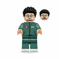 Squid Game Player 007 Park Yong-sik brick minifigure on white background