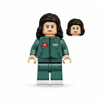 Squid Game Player 222 Kim Jun-hee brick minifigure on white background