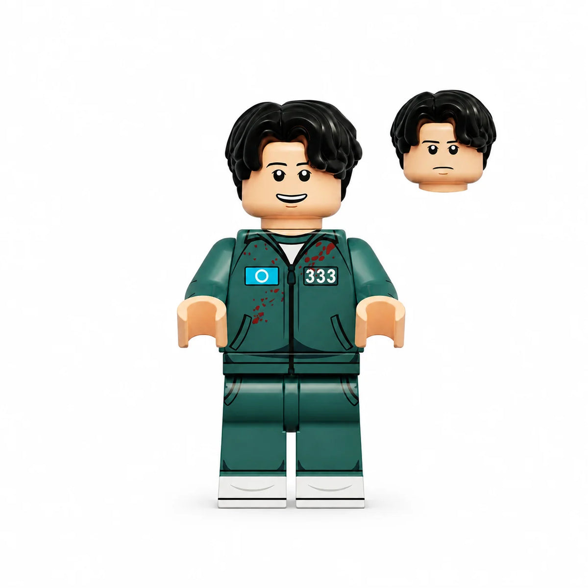 Squid Game Player 333 Lee Myung-gi brick minifigure on white background