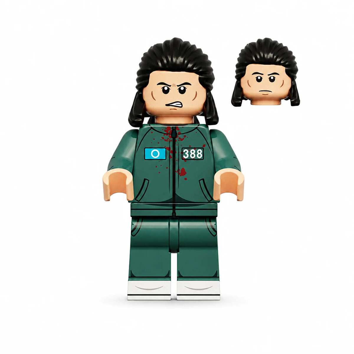 Squid Game Player 388 Kang Dae-ho brick minifigure on white background