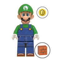 Super Mario Luigi brick minifigure on white background