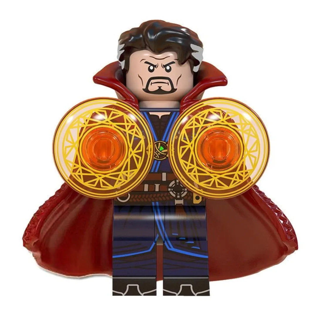 Superhero Doctor Strange brick minifigure on white background