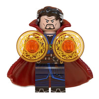 Superhero Doctor Strange brick minifigure on white background