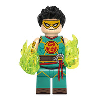 Superhero Iron Fist brick minifigure on white background