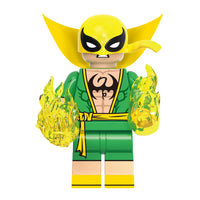 Superhero Iron Fist brick minifigure on white background