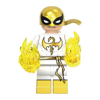 Superhero Iron Fist brick minifigure on white background