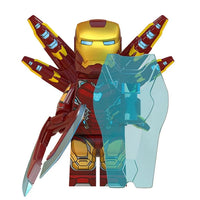 Superhero Iron Man brick minifigure on white background