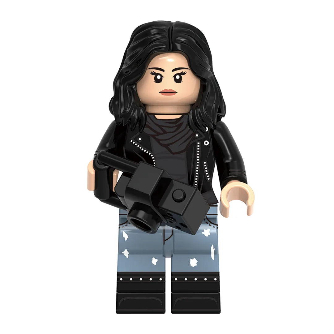 Superhero Jessica Jones brick minifigure on white background