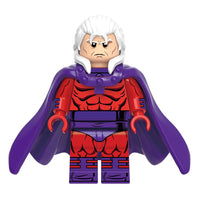 Superhero Magneto brick minifigure on white background