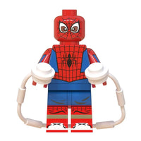 Superhero Miles Morales brick minifigure on white background