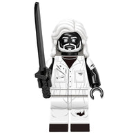 Superhero Mister Negative brick minifigure on white background
