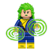 Superhero Polaris brick minifigure on white background