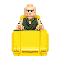 Superhero Professor X brick minifigure on white background