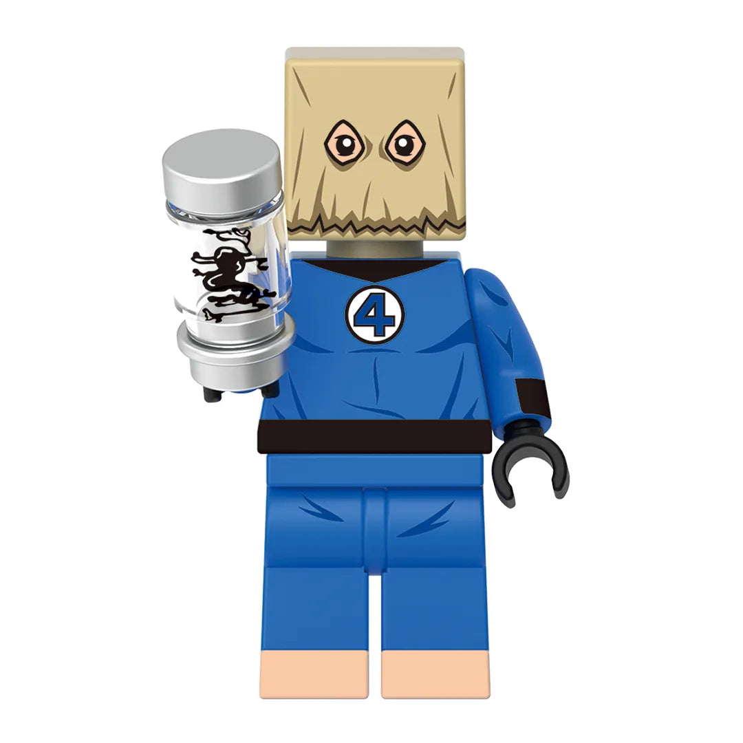 Superhero Spider-Man brick minifigure on white background