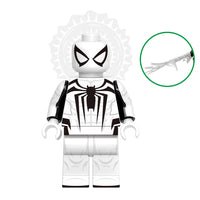 Superhero Spider-Man brick minifigure on white background