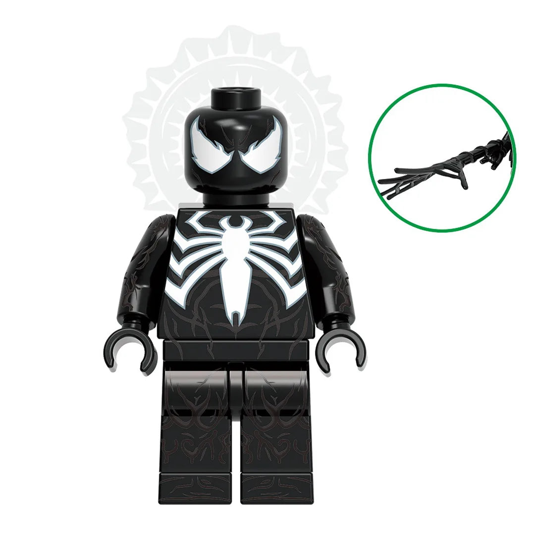 Superhero Spider-Man brick minifigure on white background