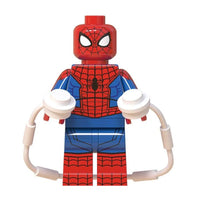 Superhero Spider-Man brick minifigure on white background