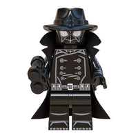 Superhero Spider-Man Noir brick minifigure on white background