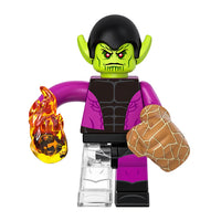 Superhero Super-Skrull brick minifigure on white background