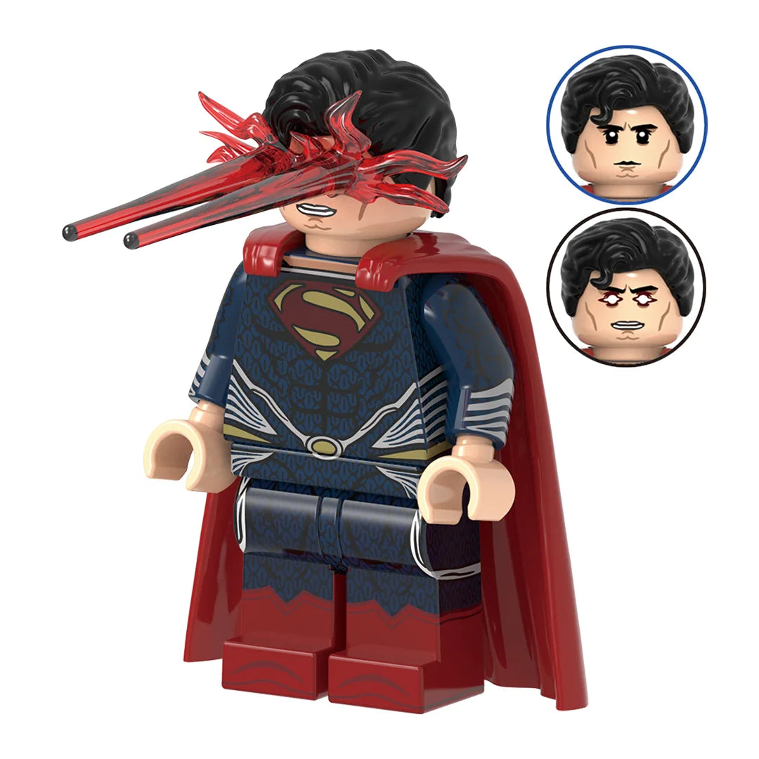 Superhero Superman brick minifigure on white background