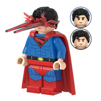 Superhero Superman brick minifigure on white background