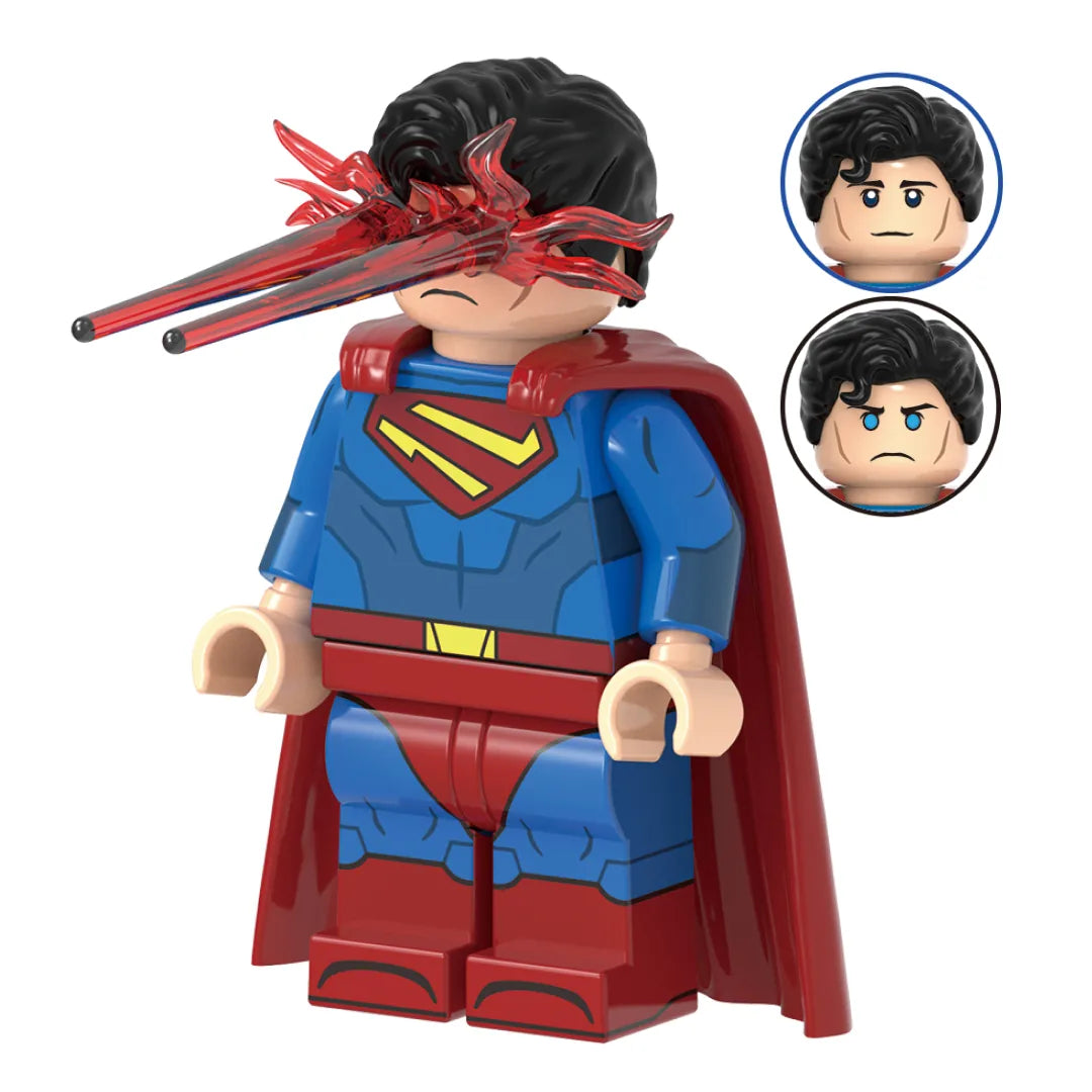 Superhero Superman brick minifigure on white background