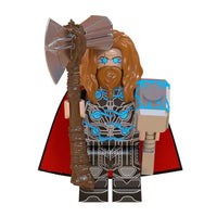 Superhero Thor brick minifigure on white background