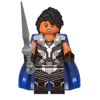 Superhero Valkyrie brick minifigure on white background