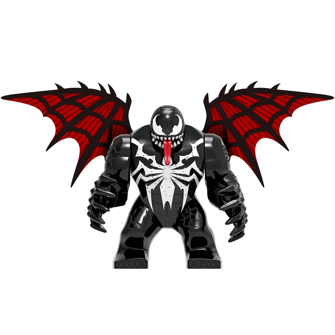 Superhero Venom brick minifigure on white background