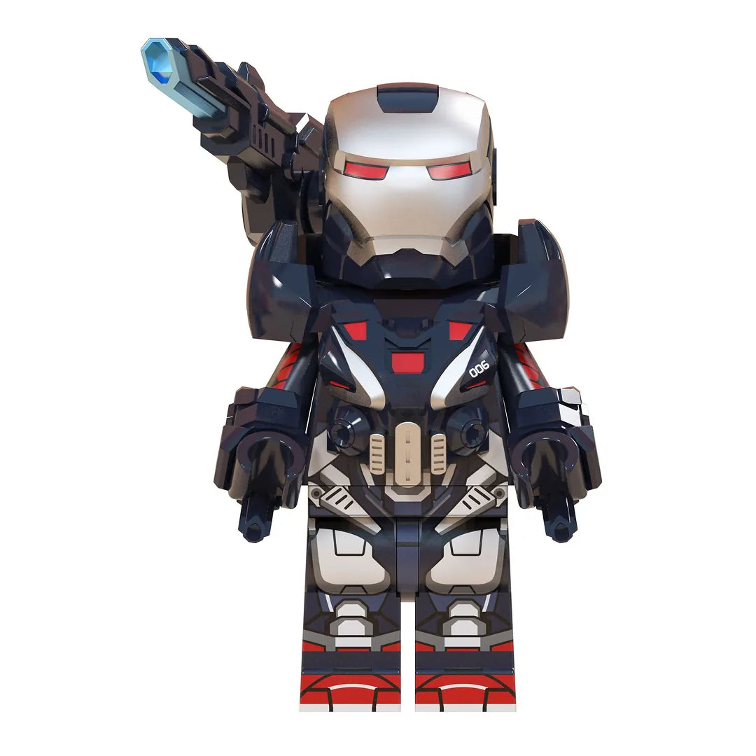 Superhero War Machine brick minifigure on white background