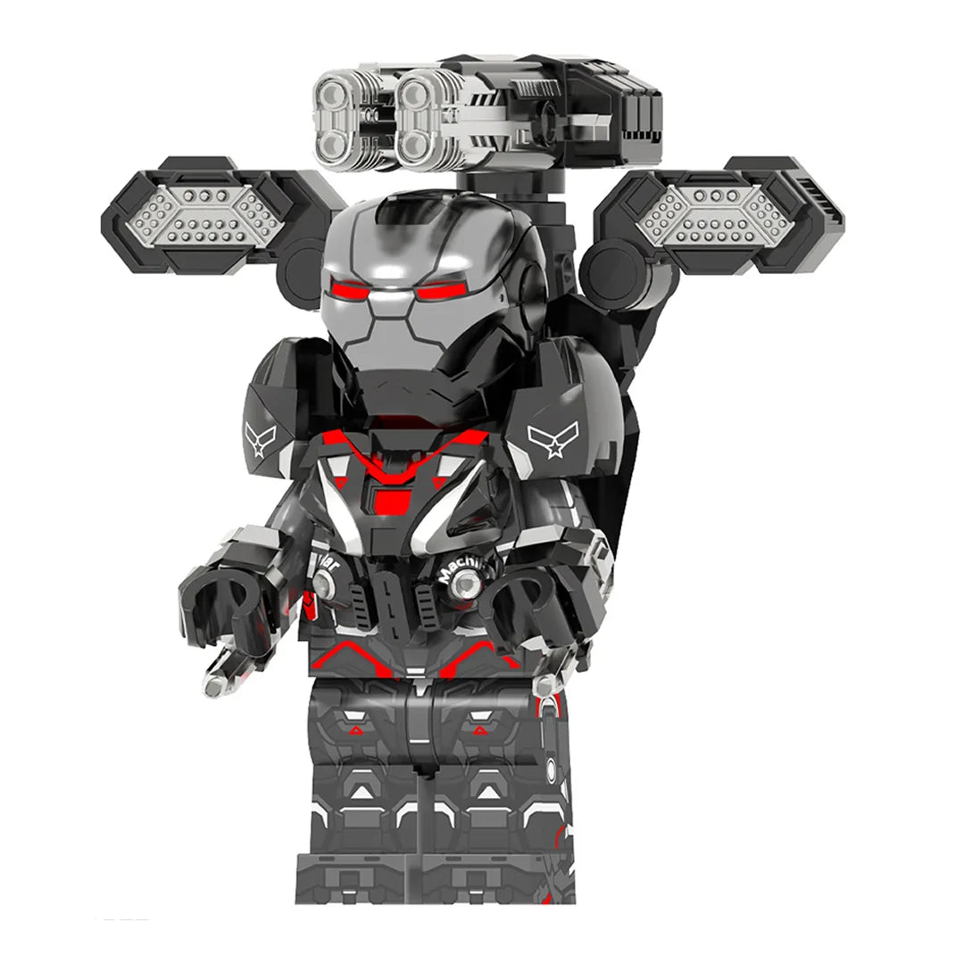 Superhero War Machine brick minifigure on white background