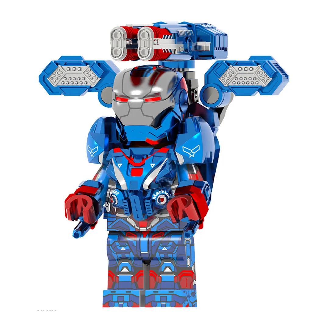 Superhero War Machine brick minifigure on white background