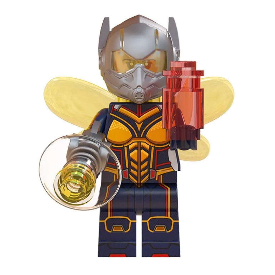 Superhero Wasp brick minifigure on white background